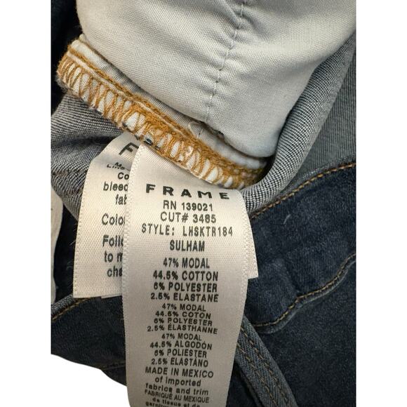 Frame Lehigh Skinny Medium Wash Shark Bite Raw Hem 26 - Picture 6 of 8